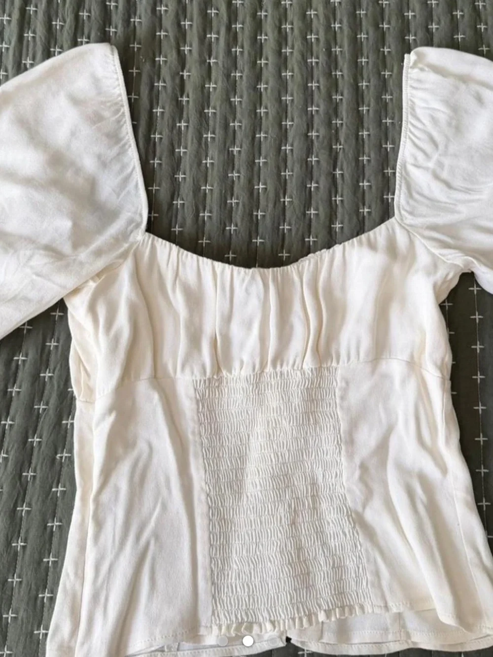 Reformation Cream Puff-Sleeve Button-Front Blouse